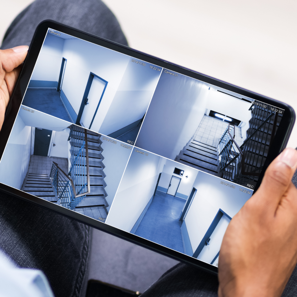 Person monitoring Video Surveillance Cameras on iPad